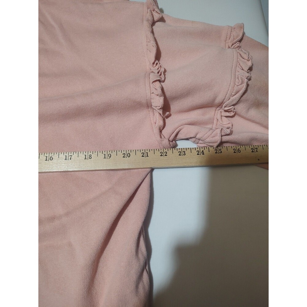 Time And Tru Sweater Womens XL pink Crewneck Ruffle Sleeve Cotton Pullover - Picture 3 of 5